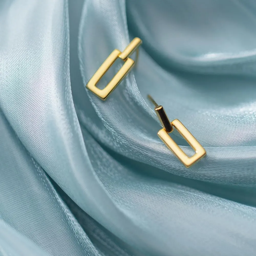 Gold Plated Stud and Dangle Earrings Set, Hypoallergenic Lightweight Minimalist Design