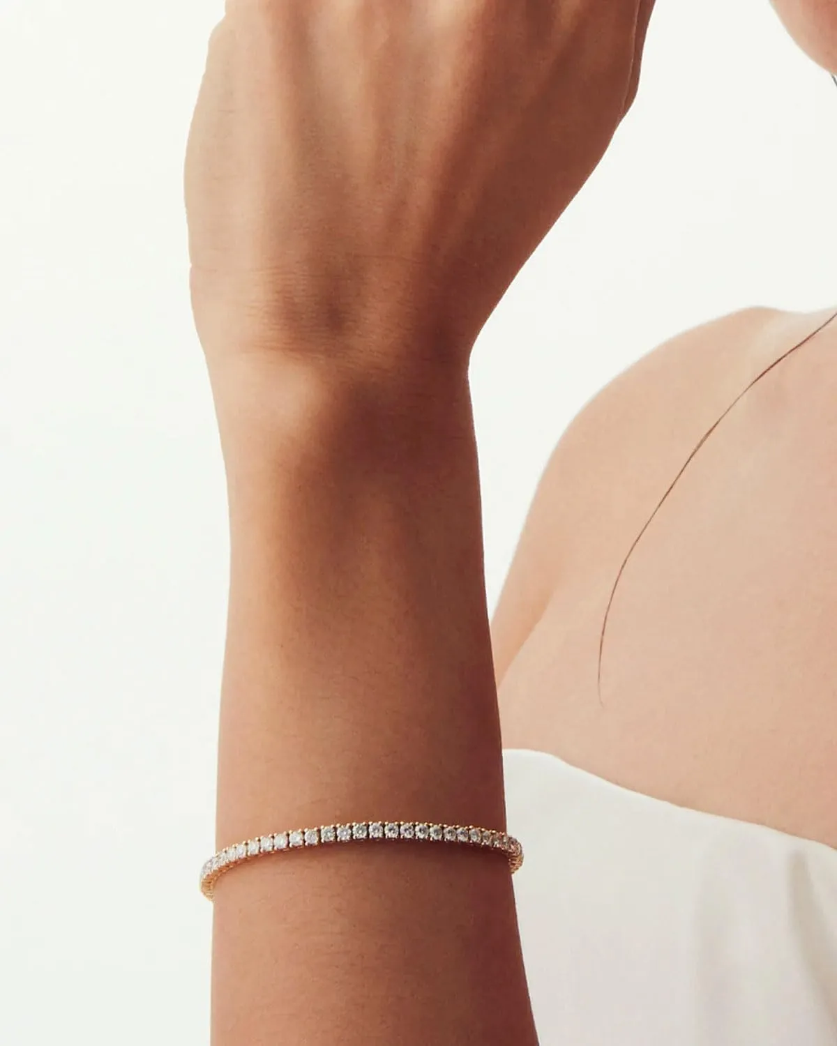 Gold Silver Tennis Bracelets for Women Dainty 14K Gold Plated Stackable Cubic Zirconia Diamond Bracelets for Wedding Bride Jewelry Gift for Mom Women Size 6.5-7.5 Inch