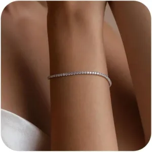 Gold Silver Tennis Bracelets for Women Dainty 14K Gold Plated Stackable Cubic Zirconia Diamond Bracelets for Wedding Bride Jewelry Gift for Mom Women Size 6.5-7.5 Inch