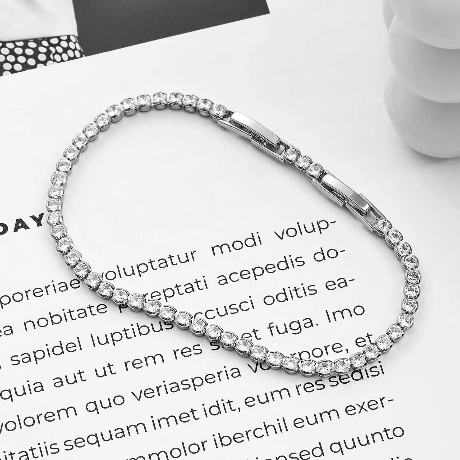 Gold Silver Tennis Bracelets for Women Dainty 14K Gold Plated Stackable Cubic Zirconia Diamond Bracelets for Wedding Bride Jewelry Gift for Mom Women Size 6.5-7.5 Inch