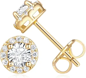 Gold Stud Earrings for Women 14K Gold Earrings Lightweight Studs Earring for Women Hypoallergenic Classic Small Studs Womens Earring 6.5/8.5mm