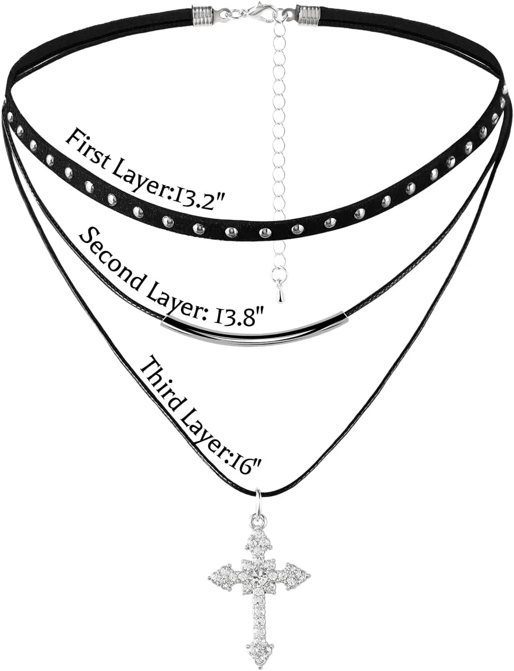 Gothic Black Star Choker for Women, Rhinestone Cross Black Velvet Necklace, Vintage Jewelry for Women Girls