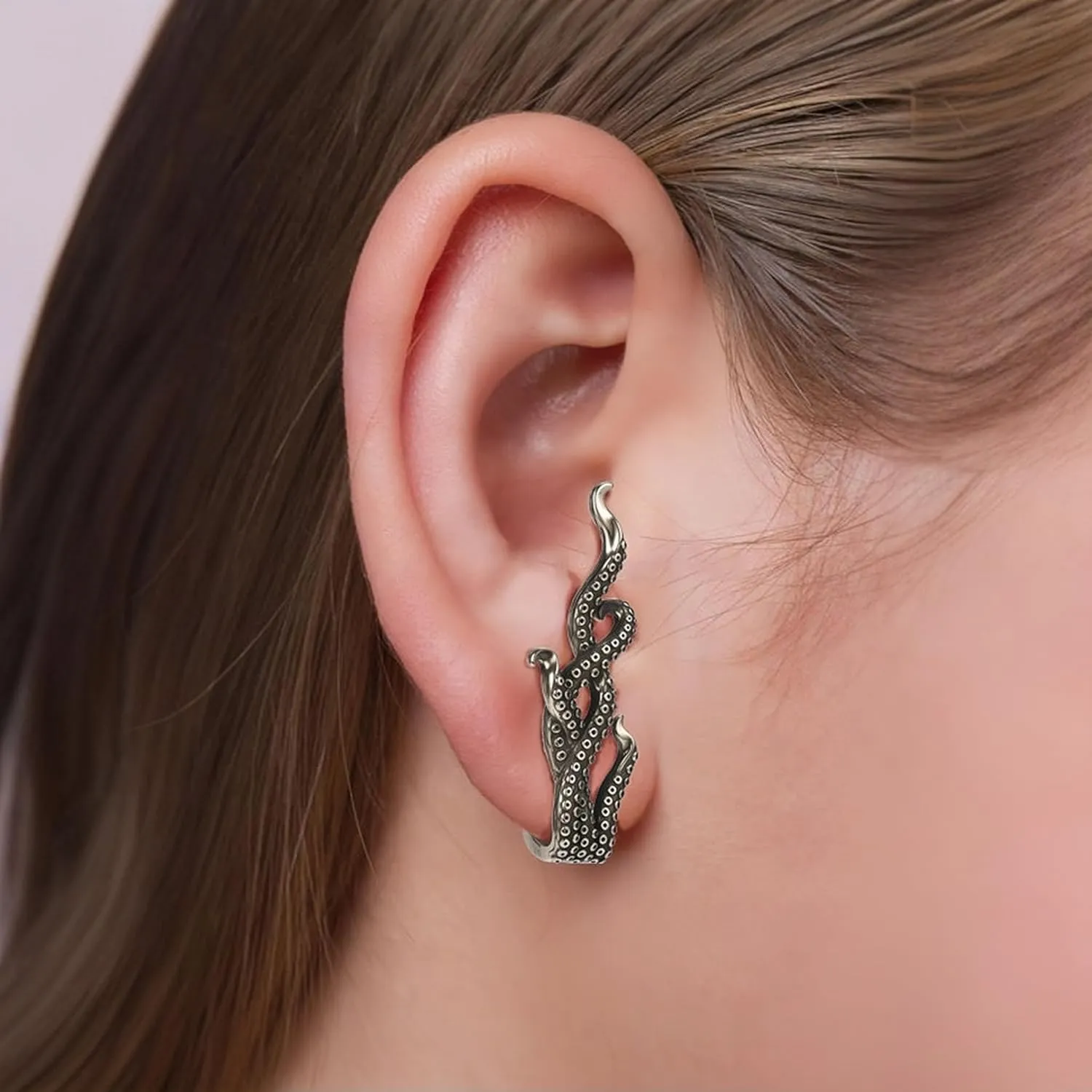 Gothic Dragon Sword Skull Scorpion Octopus Snake Alien Facehugger Stud Earrings Ear Cuff Retro Punk Rock Earrings for Men Women Stainless Steel Dangle Drop Earrings Jewelry Gifts