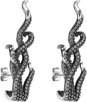 Gothic Dragon Sword Skull Scorpion Octopus Snake Alien Facehugger Stud Earrings Ear Cuff Retro Punk Rock Earrings for Men Women Stainless Steel Dangle Drop Earrings Jewelry Gifts