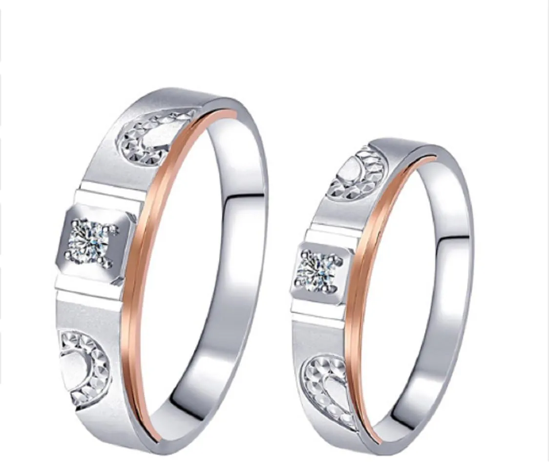 GOWE Rings for Men and Women 0.053CT Round Cut Natural Diamond Ring Couple Rings
