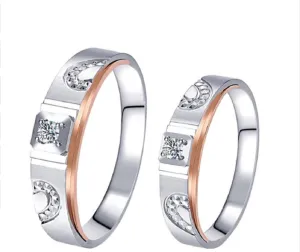 GOWE Rings for Men and Women 0.053CT Round Cut Natural Diamond Ring Couple Rings