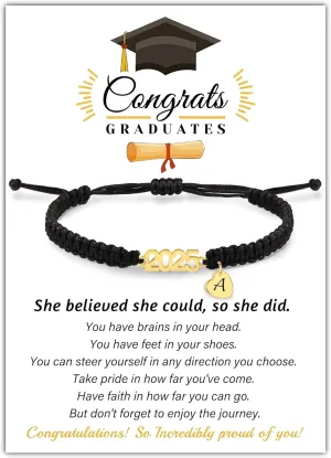 Graduation Gifts for Her 2025 Initial Bracelets for Women High School College Graduation Gifts for Teen 5th 8th Grade Masters Degree Letter A-Z Bracelet Daughter Granddaughter Girlfriend Jewelry