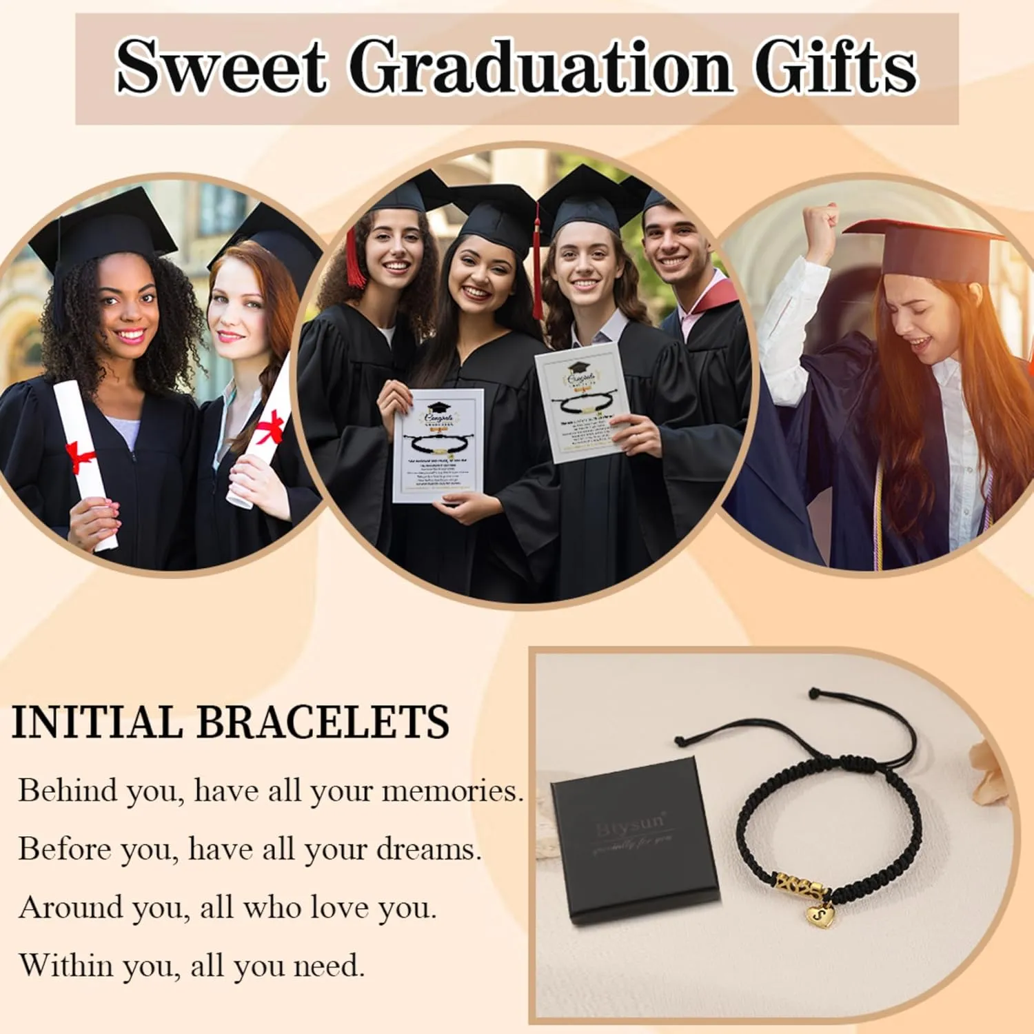 Graduation Gifts for Her 2025 Initial Bracelets for Women High School College Graduation Gifts for Teen 5th 8th Grade Masters Degree Letter A-Z Bracelet Daughter Granddaughter Girlfriend Jewelry