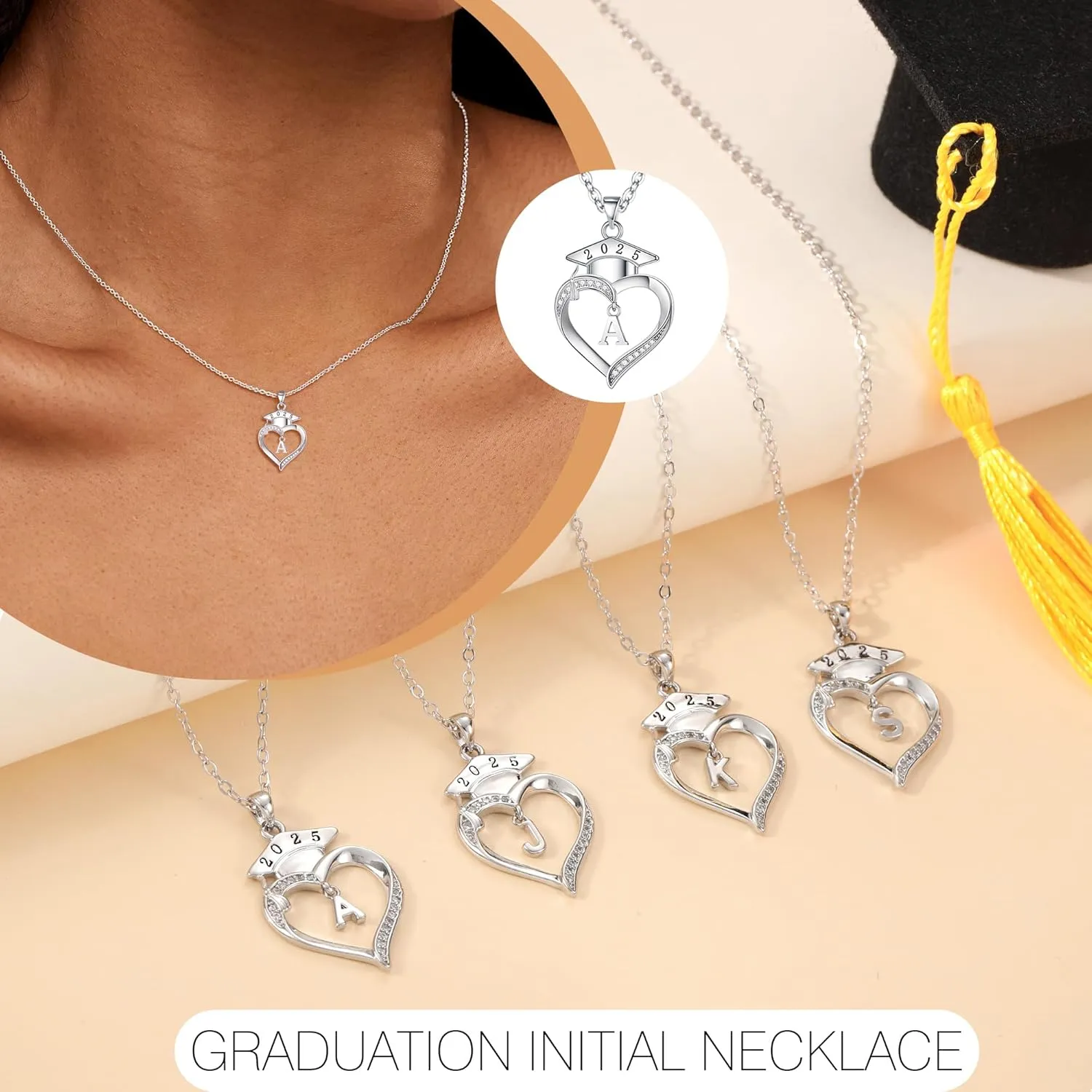 Graduation Gifts, Graduation Gifts for Her Initial Necklaces for Women Class of 2025 Gift Letter A - Z High Shool Senior Master Degree Graduate Necklace for Daughter Sister Granddaughter Girlfriend