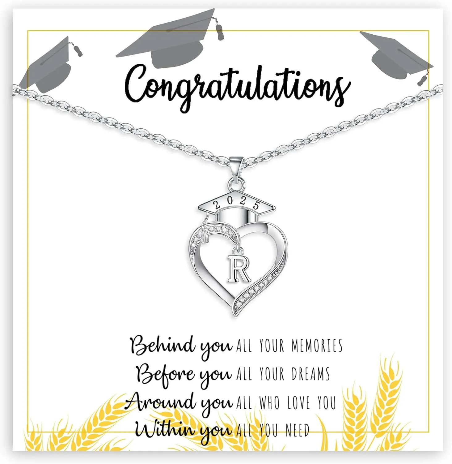 Graduation Gifts, Graduation Gifts for Her Initial Necklaces for Women Class of 2025 Gift Letter A - Z High Shool Senior Master Degree Graduate Necklace for Daughter Sister Granddaughter Girlfriend