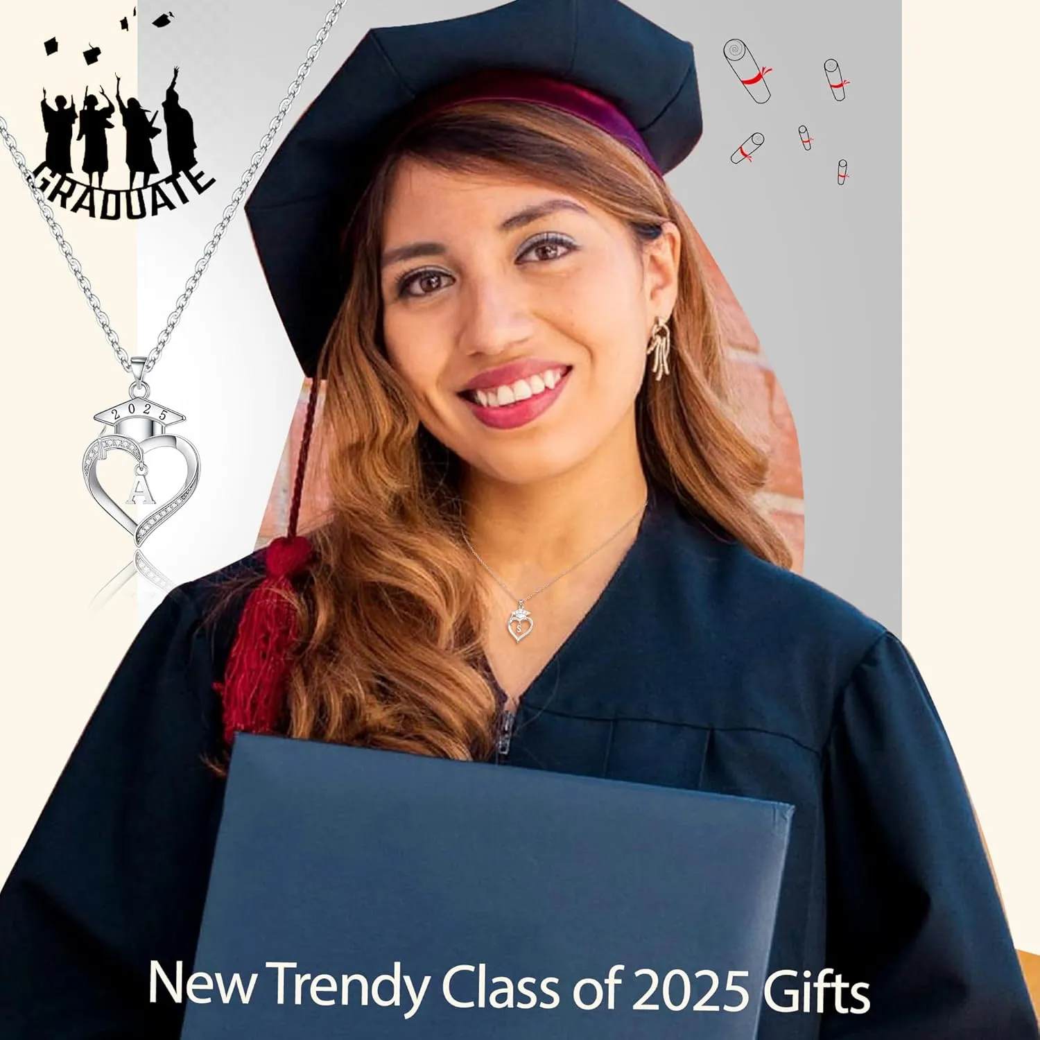 Graduation Gifts, Graduation Gifts for Her Initial Necklaces for Women Class of 2025 Gift Letter A - Z High Shool Senior Master Degree Graduate Necklace for Daughter Sister Granddaughter Girlfriend