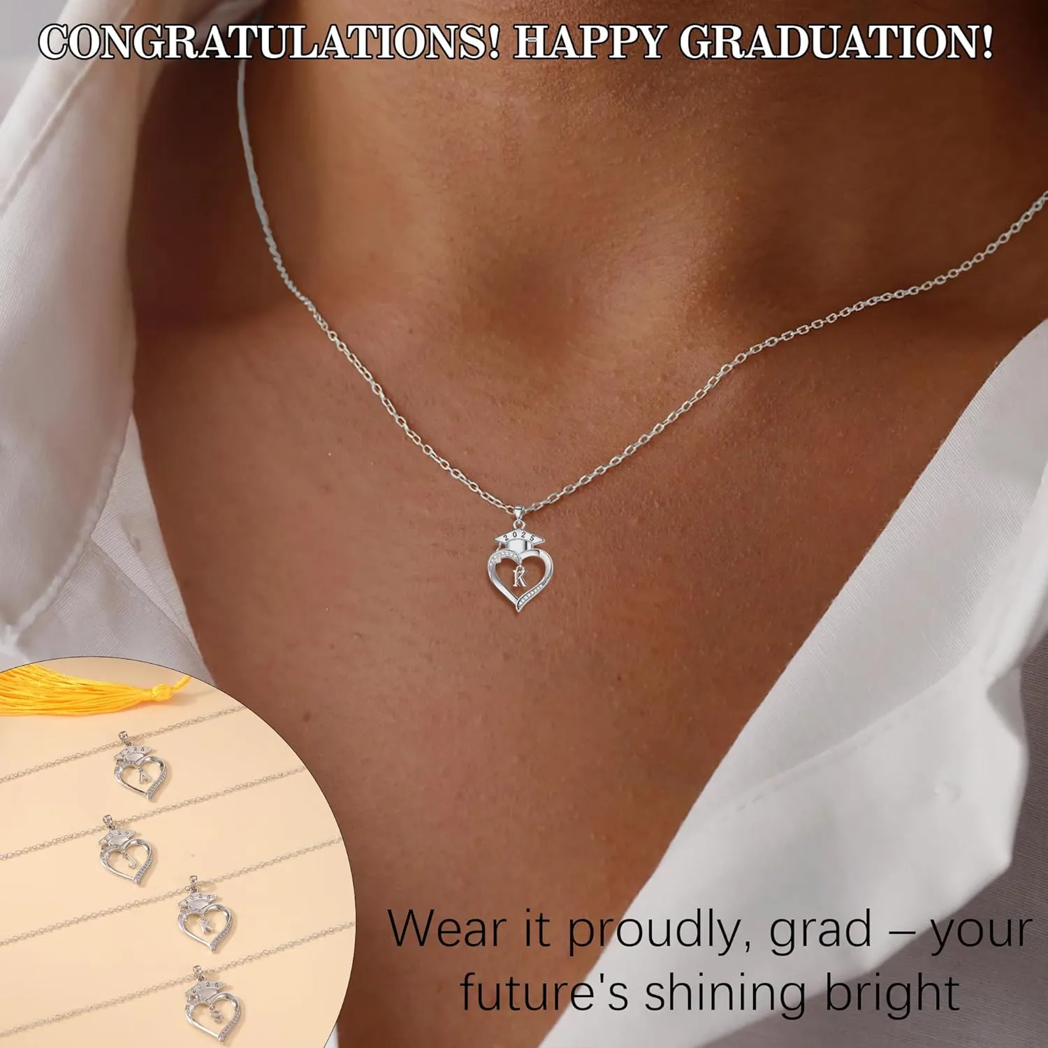 Graduation Gifts, Graduation Gifts for Her Initial Necklaces for Women Class of 2025 Gift Letter A - Z High Shool Senior Master Degree Graduate Necklace for Daughter Sister Granddaughter Girlfriend