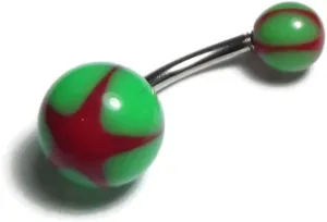 Green And Red Color Design Navel Ring Body Jewelry