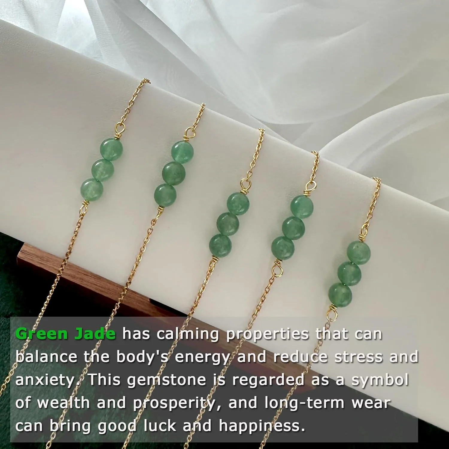 Green Jade Necklace Valentine's Day Gifts for Women Dainty Gold Necklace Crystal Jewelry Beaded Necklaces Handmade Green Necklace As Gifts For Women/Girls