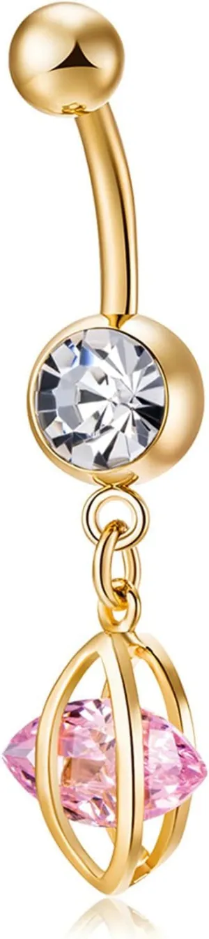 Gualiy Belly Rings Surgical Steel Hollow with Marquise Shape Cubic Zirconia Piercing Belly Button Rings