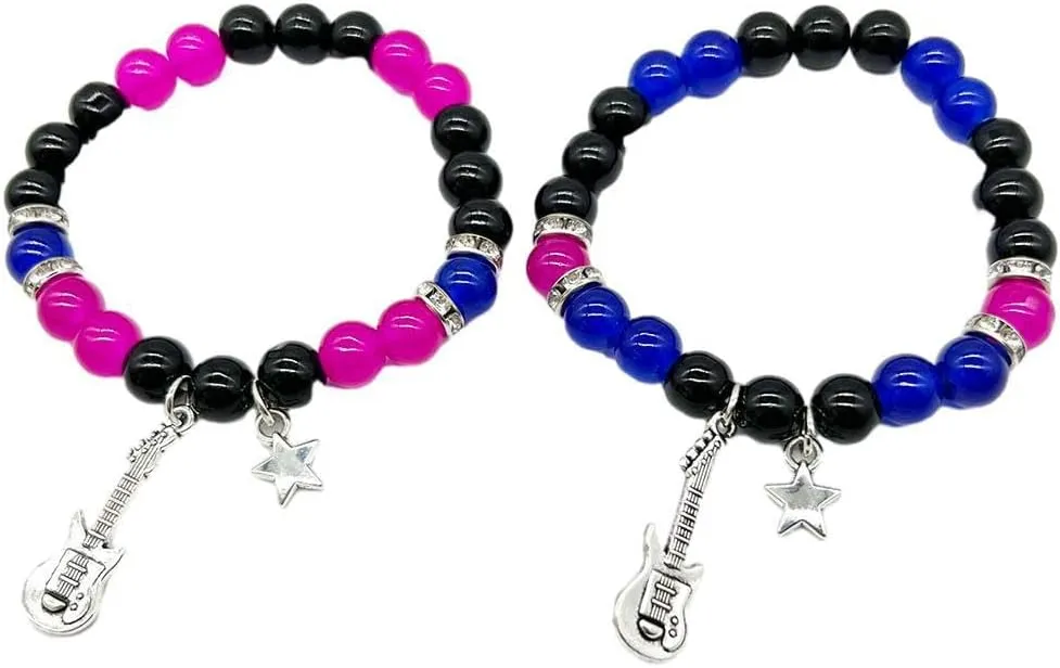 Guitar Friendship Matching Bracelets for Best Friend Bff, Christmas Guitar Super Star Couples Bracelets for Family Big Sister Guitar Bracelet Jewelry to My Son Daughter Friends