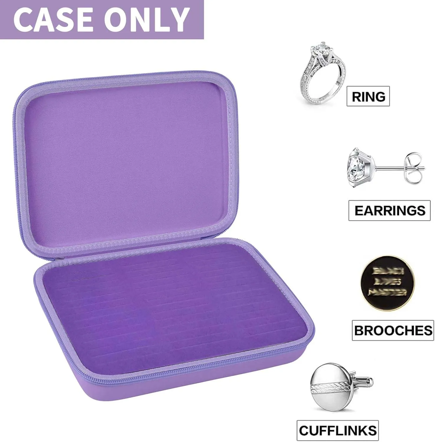 GWCASE Ring Organizer Storage Case - Jewelry Ring Display Collector Box with 42 Slots. Rings Tray Holder Showcase Fits for 50  Rings, Earrings, Brooches and Cufflinks (Box Only)-Purple