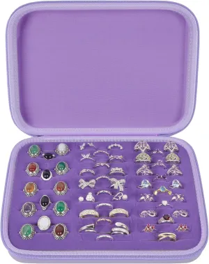 GWCASE Ring Organizer Storage Case - Jewelry Ring Display Collector Box with 42 Slots. Rings Tray Holder Showcase Fits for 50  Rings, Earrings, Brooches and Cufflinks (Box Only)-Purple