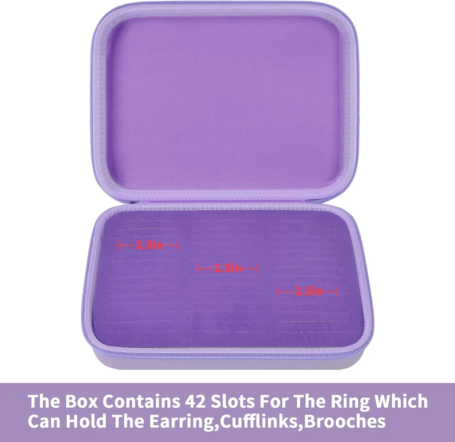 GWCASE Ring Organizer Storage Case - Jewelry Ring Display Collector Box with 42 Slots. Rings Tray Holder Showcase Fits for 50  Rings, Earrings, Brooches and Cufflinks (Box Only)-Purple