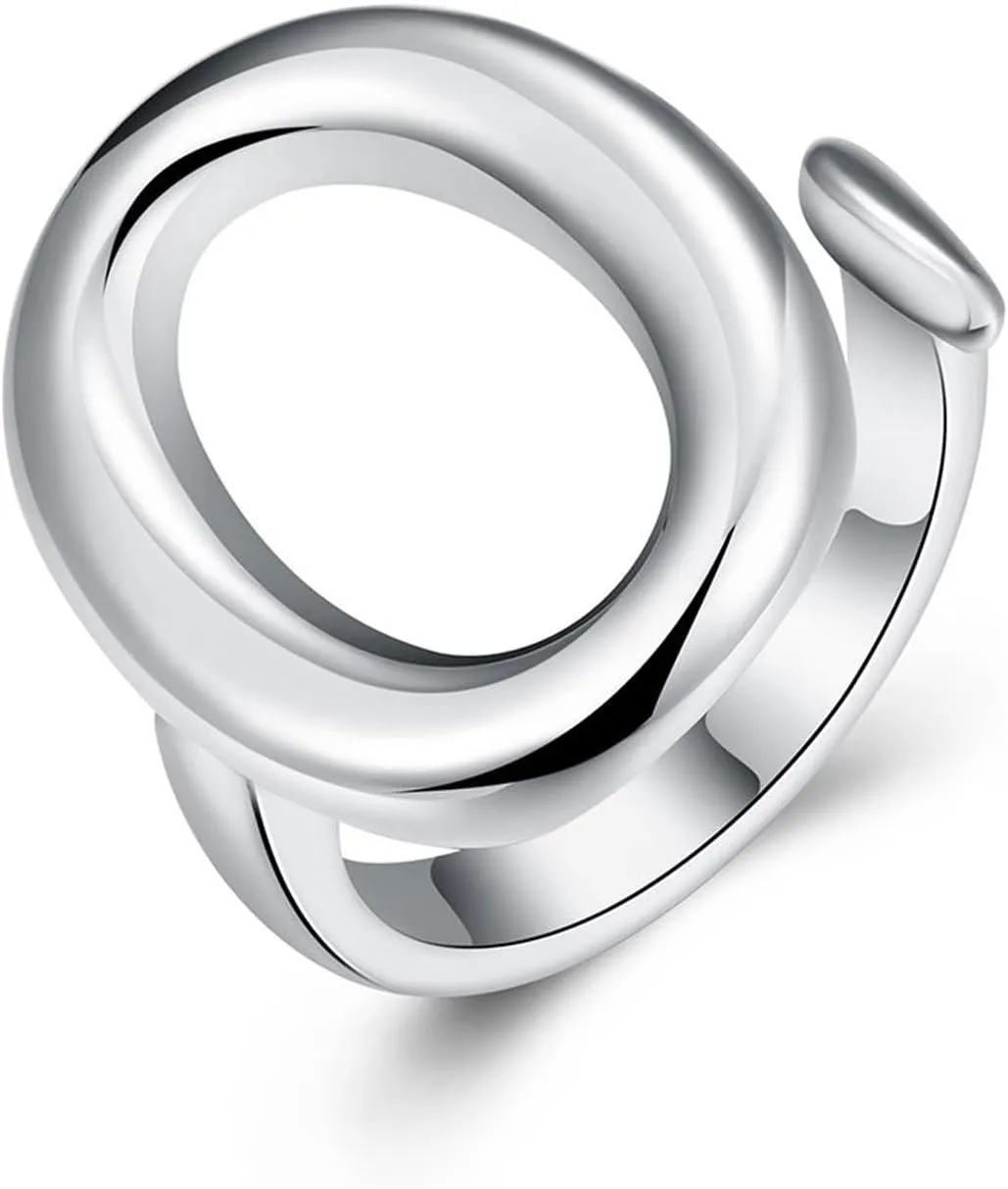 Handmade Rings 925 Sterling Silver Statement Rings Adjustable Chunky Stacking Band Ring for Women