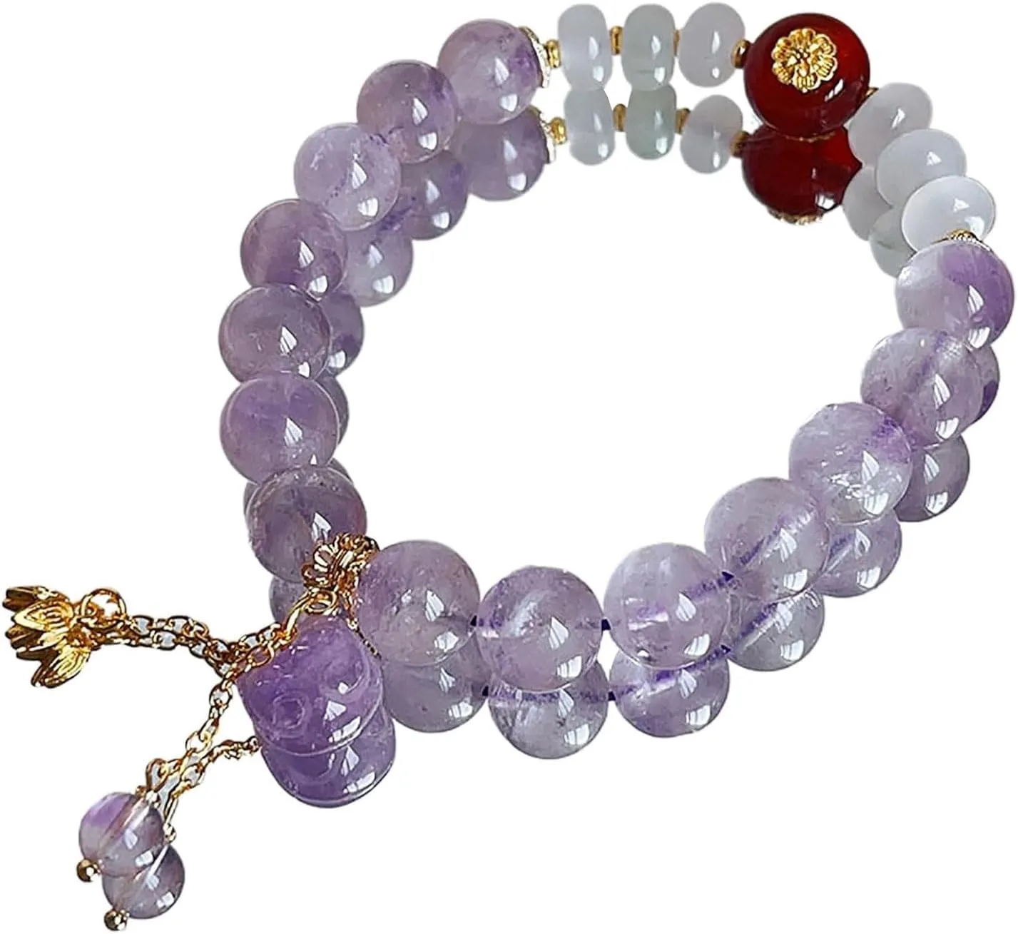 Healing Bracelet Amethyst Bracelet,Natural Crystal Bracelet Box,Healing Prayers Crystal Bracelet for Women Anxiety Stress
