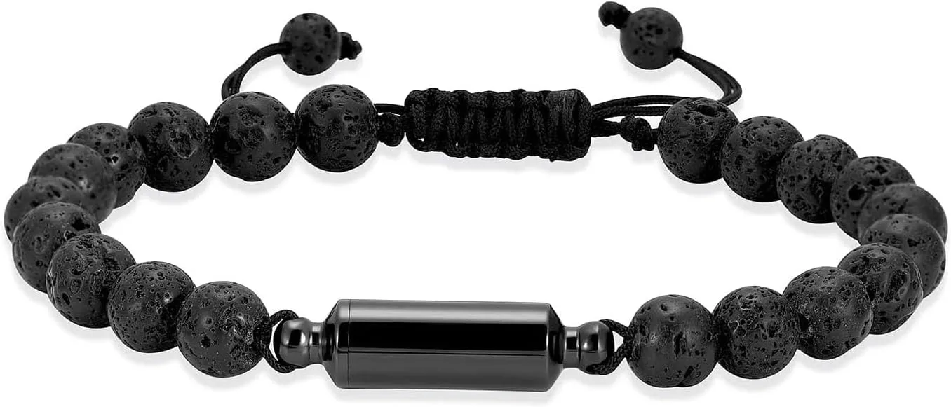 Hearbeingt Cremation Urn Bracelet for Ashes Adjustable Rope Cylinder Urn Bracelet Bangle for Ashes for Men Women Stainless Steel Memorial Keepsake Bracelet Jewelry