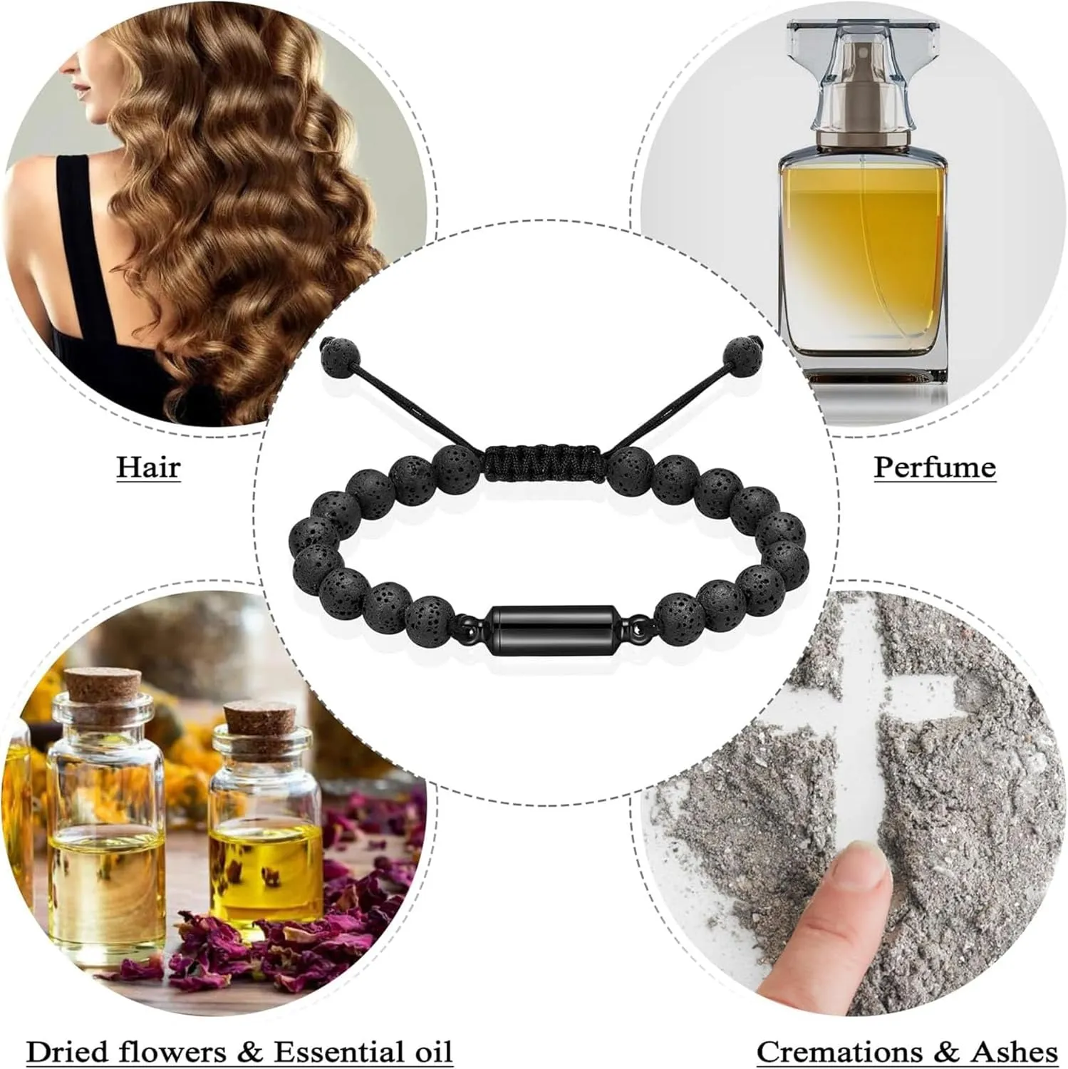 Hearbeingt Cremation Urn Bracelet for Ashes Adjustable Rope Cylinder Urn Bracelet Bangle for Ashes for Men Women Stainless Steel Memorial Keepsake Bracelet Jewelry