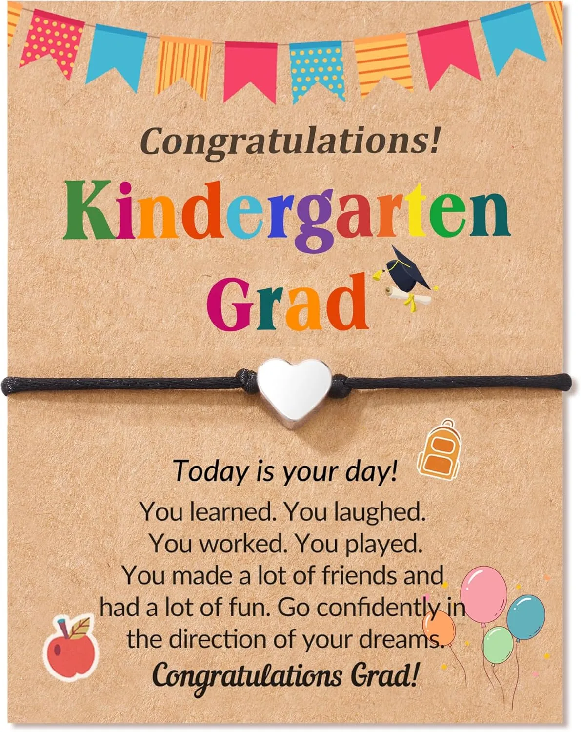 HGDEER Graduation Gifts for Kindergarten Preschool 5th, Adjustable Star Heart Bracelets