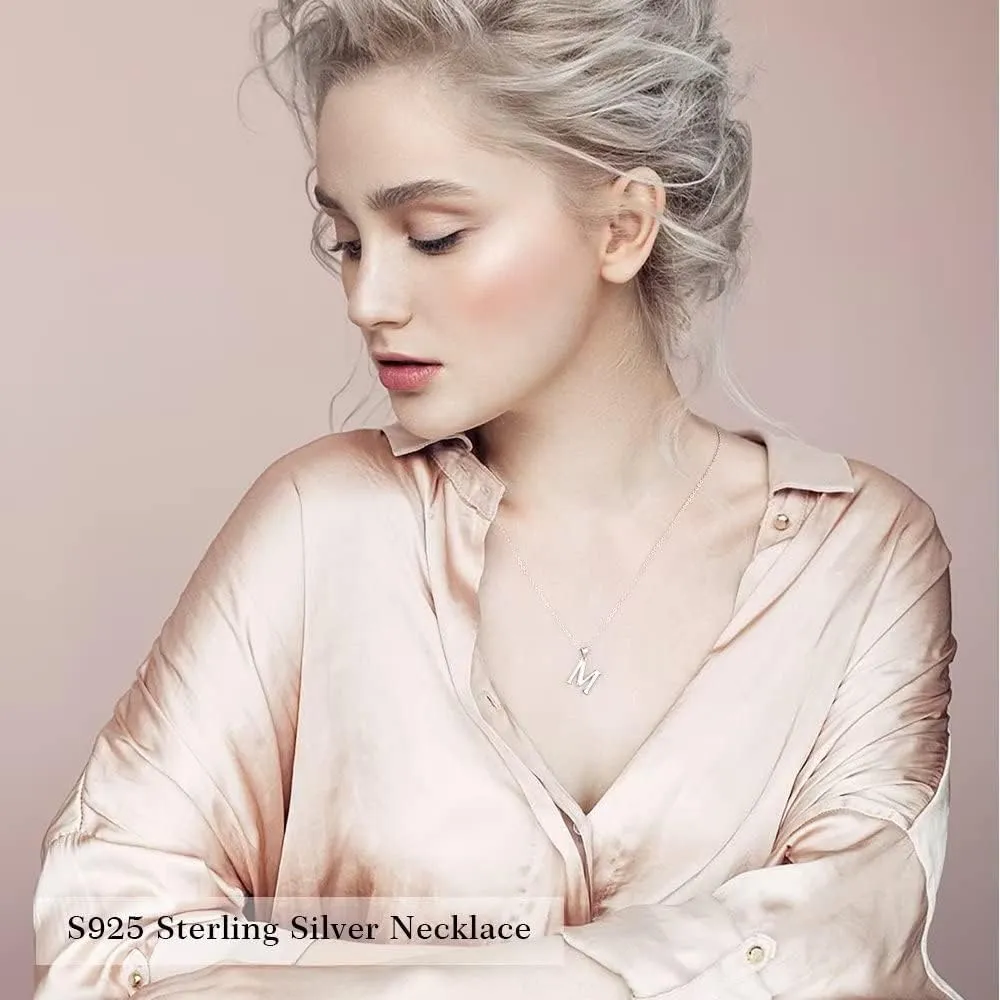 Hidepoo S925 Sterling Silver Initial Necklaces for Girls Women, Dainty Sterling Silver Initial Necklace for Women Girls Jewelry Birthday Gifts for Women Girls