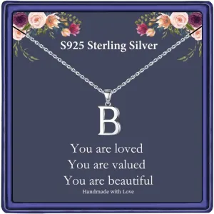Hidepoo S925 Sterling Silver Initial Necklaces for Girls Women, Dainty Sterling Silver Initial Necklace for Women Girls Jewelry Birthday Gifts for Women Girls