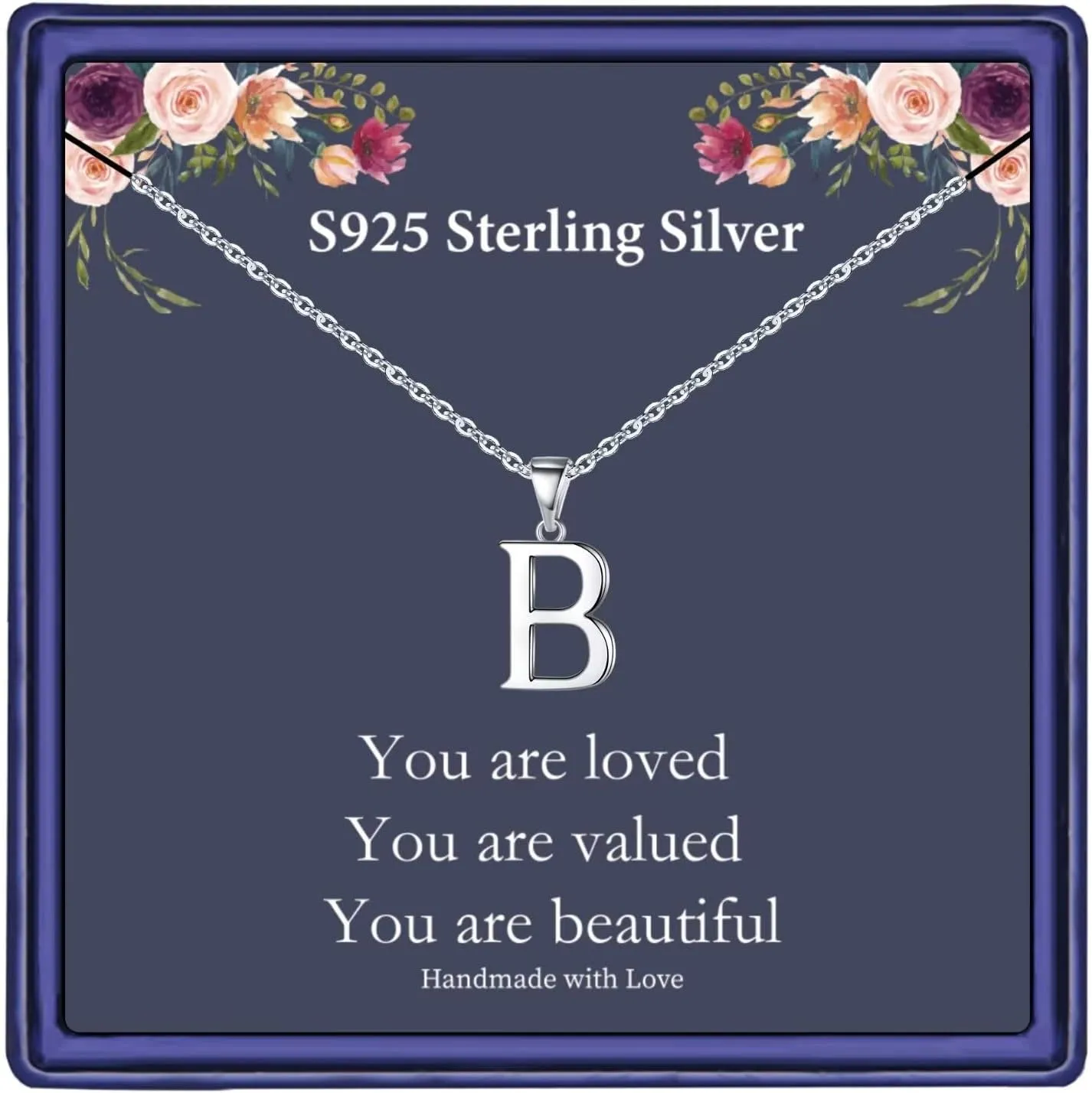 Hidepoo S925 Sterling Silver Initial Necklaces for Girls Women, Dainty Sterling Silver Initial Necklace for Women Girls Jewelry Birthday Gifts for Women Girls