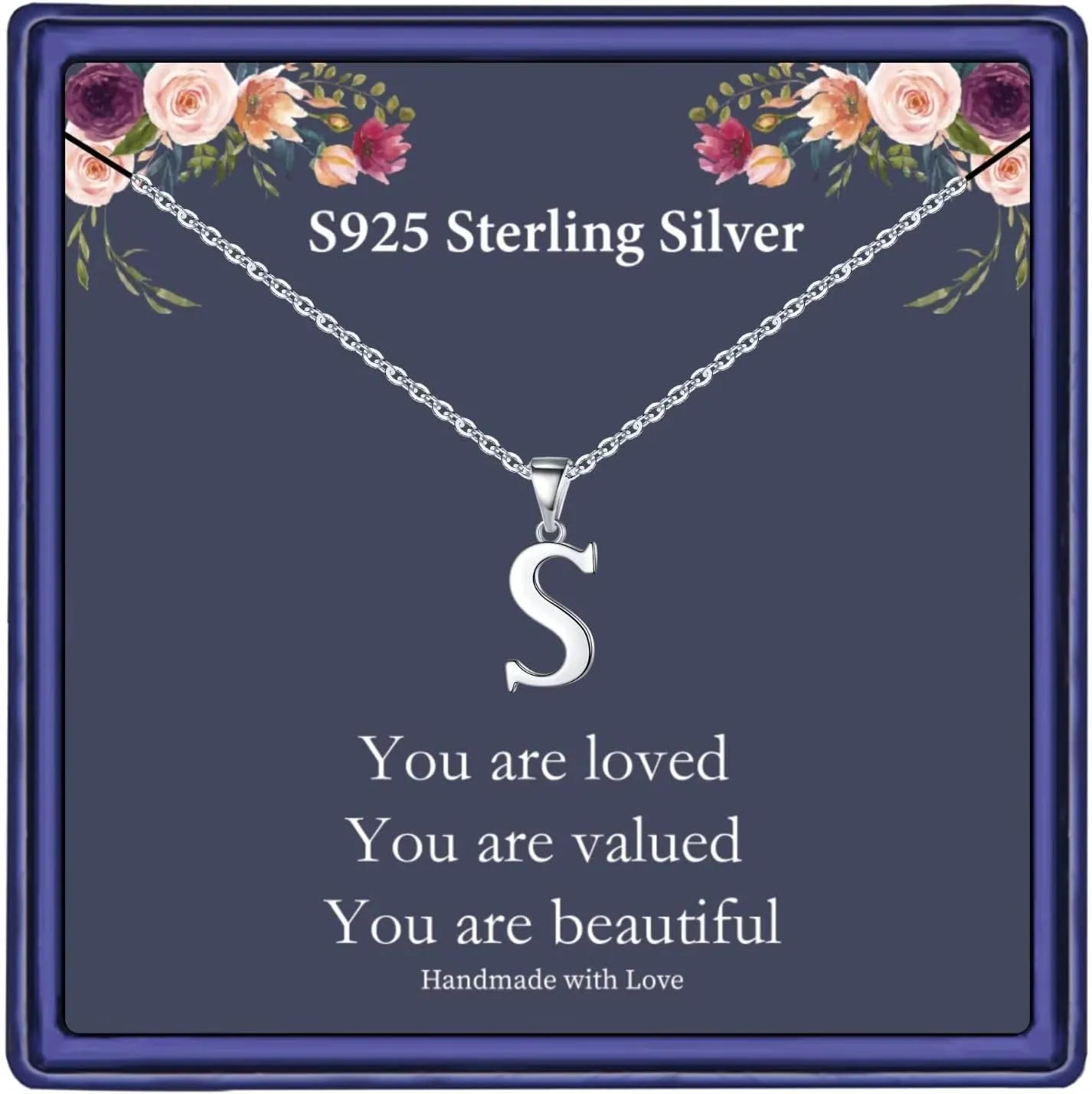 Hidepoo S925 Sterling Silver Initial Necklaces for Girls Women, Dainty Sterling Silver Initial Necklace for Women Girls Jewelry Birthday Gifts for Women Girls
