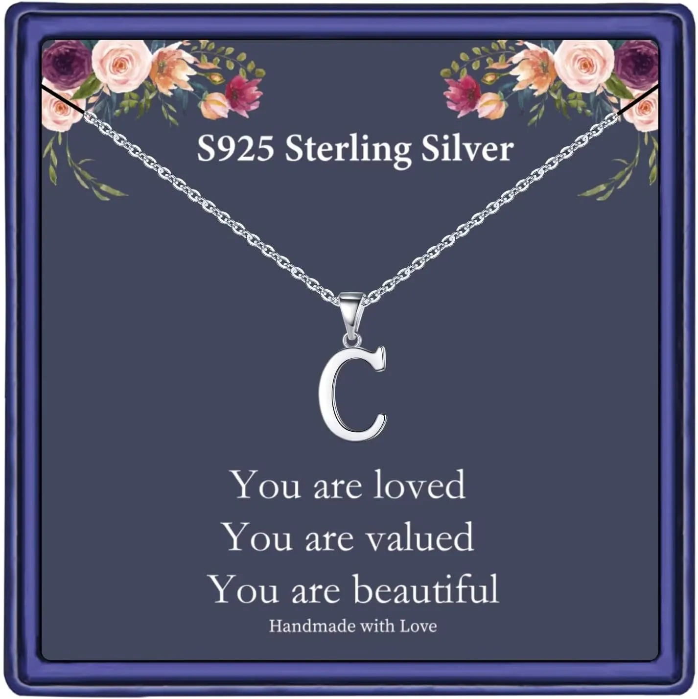 Hidepoo S925 Sterling Silver Initial Necklaces for Girls Women, Dainty Sterling Silver Initial Necklace for Women Girls Jewelry Birthday Gifts for Women Girls