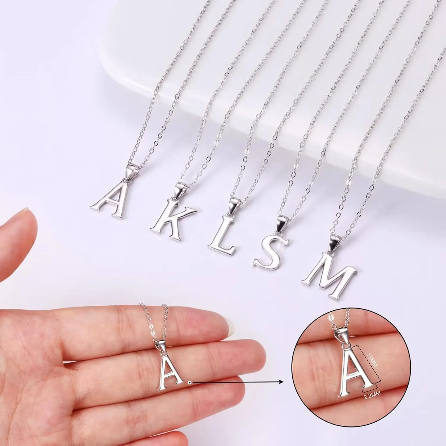 Hidepoo S925 Sterling Silver Initial Necklaces for Girls Women, Dainty Sterling Silver Initial Necklace for Women Girls Jewelry Birthday Gifts for Women Girls