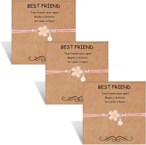 HOHOTANG Best Friend Bracelets for 3, Friendship Bff Matching Heart Bracelet for Women, Trio Bracelets Adjustable Birthday Jewelry Gifts for Best Friends