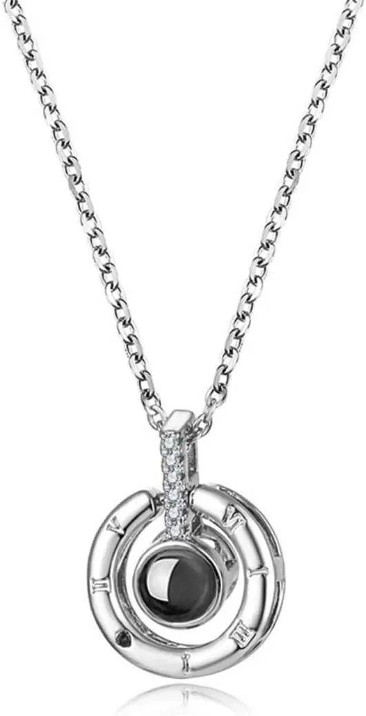I Love You In 100 Languages Pendant Charm Chain Necklace - Silver