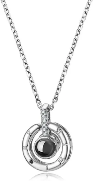 I Love You In 100 Languages Pendant Charm Chain Necklace - Silver