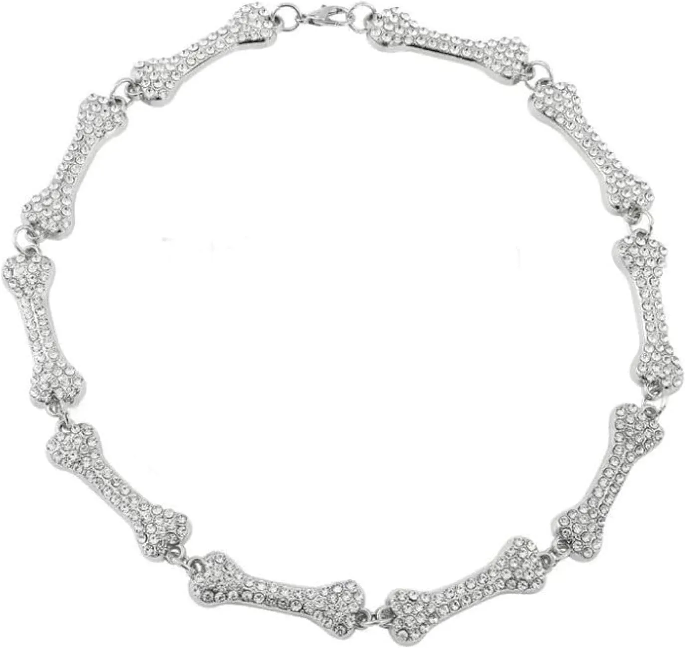Iced Out Crystal Choker Necklace - Hip Hop Bone Element Clavicle Chain for Men's and Women's Gothic Party Jewelry