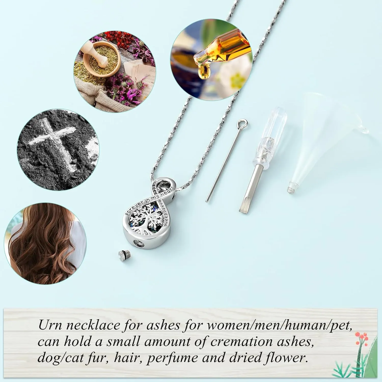 Imrsanl Infinity Urn Necklaces for Ashes for Women Men Tree of Life Cremation Jewelry Memorial Locket Pendant Necklace Hollow Keepsake Urn for Human Ashes
