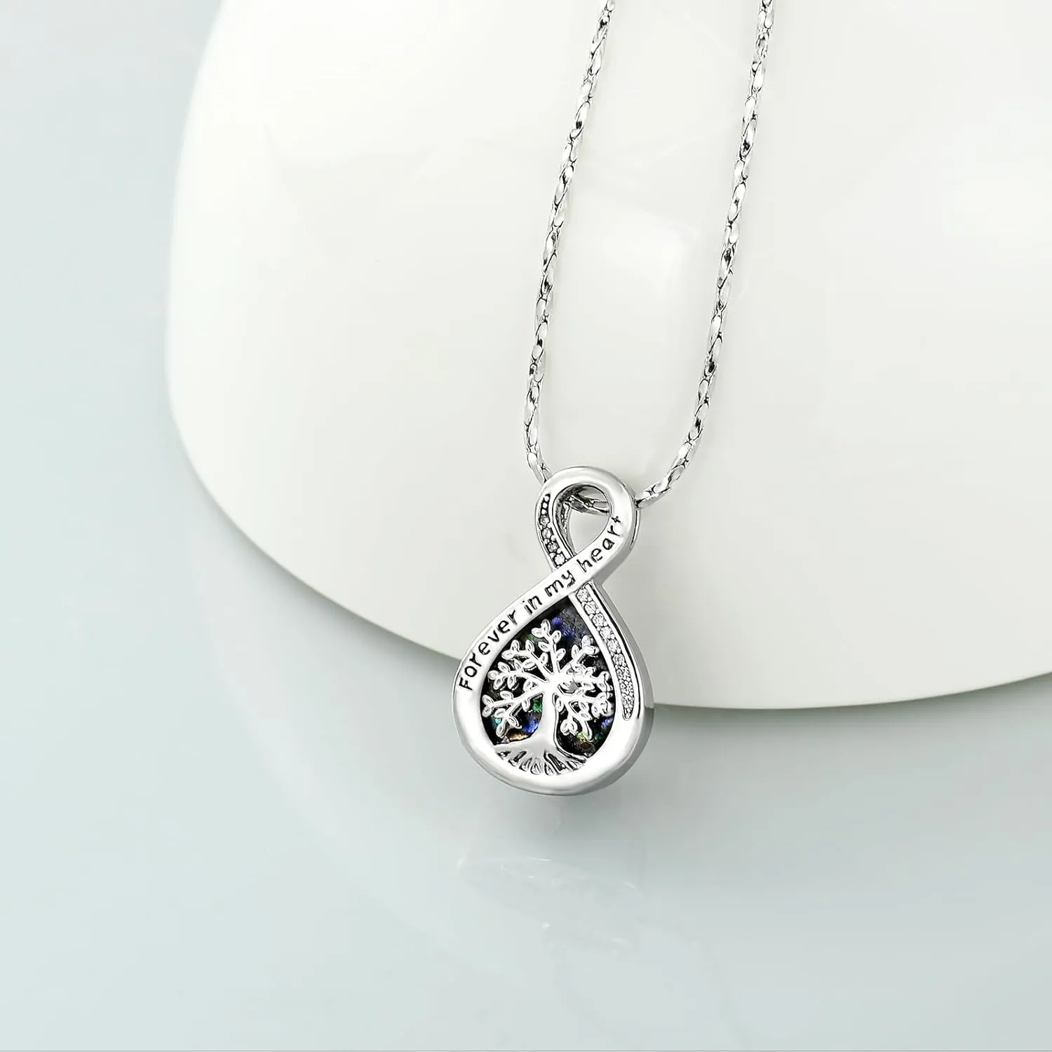 Imrsanl Infinity Urn Necklaces for Ashes for Women Men Tree of Life Cremation Jewelry Memorial Locket Pendant Necklace Hollow Keepsake Urn for Human Ashes