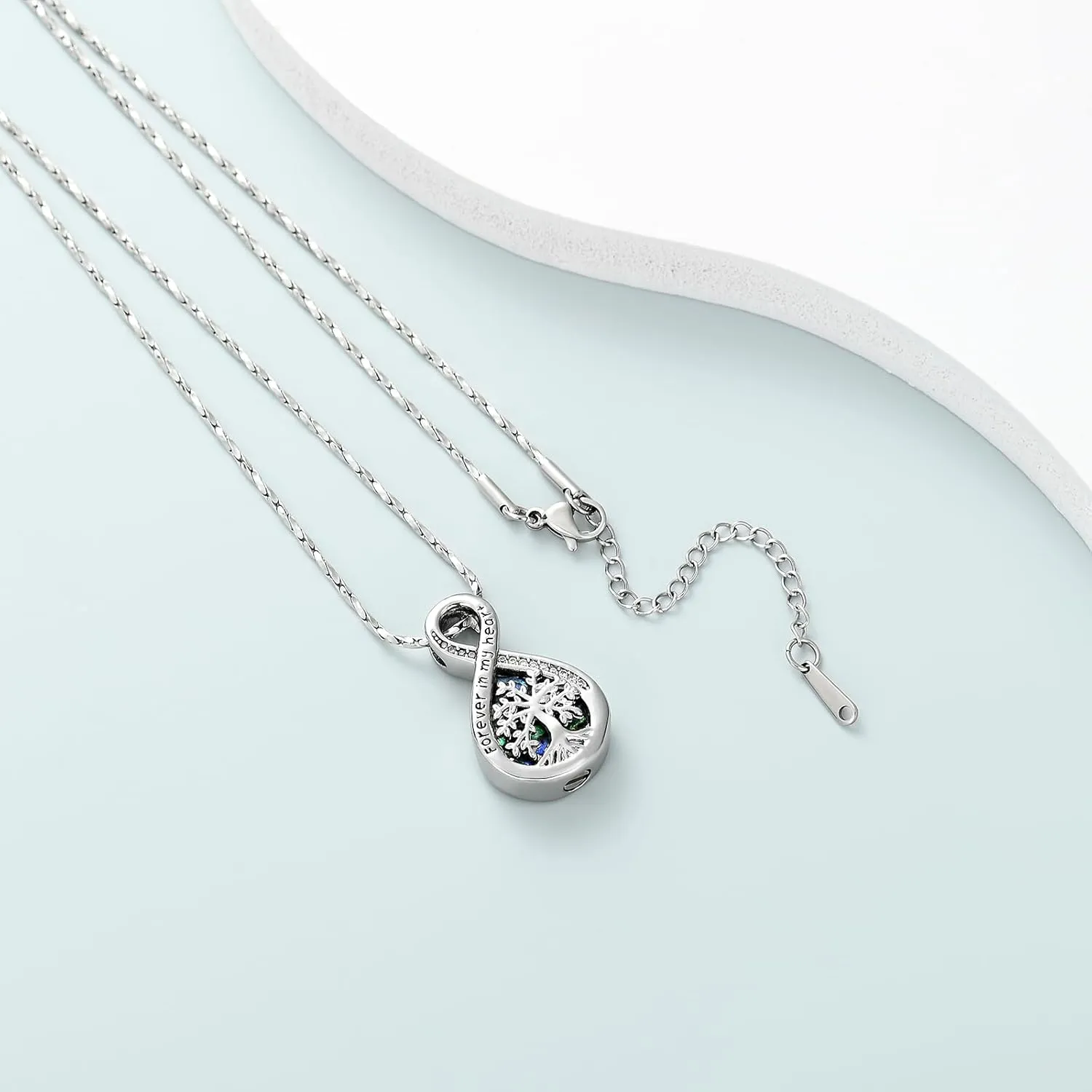 Imrsanl Infinity Urn Necklaces for Ashes for Women Men Tree of Life Cremation Jewelry Memorial Locket Pendant Necklace Hollow Keepsake Urn for Human Ashes