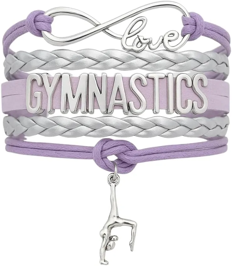 Infinity Collection Gymnastics Bracelets For Girls- Adjustable Charm Bracelet Gymnastic Charm. Gymnastics Bracelet Gifts for Gymnasts, Teams & Coaches.