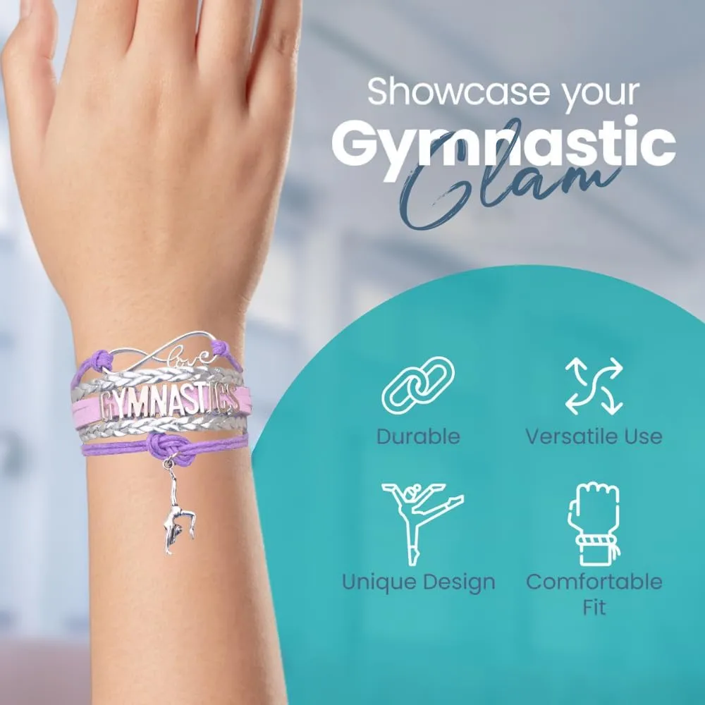 Infinity Collection Gymnastics Bracelets For Girls- Adjustable Charm Bracelet Gymnastic Charm. Gymnastics Bracelet Gifts for Gymnasts, Teams & Coaches.
