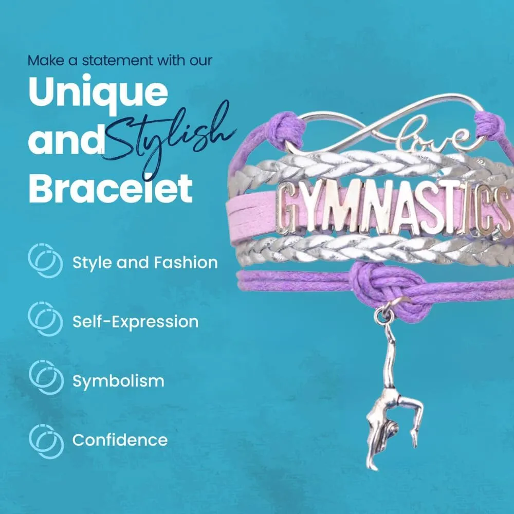 Infinity Collection Gymnastics Bracelets For Girls- Adjustable Charm Bracelet Gymnastic Charm. Gymnastics Bracelet Gifts for Gymnasts, Teams & Coaches.