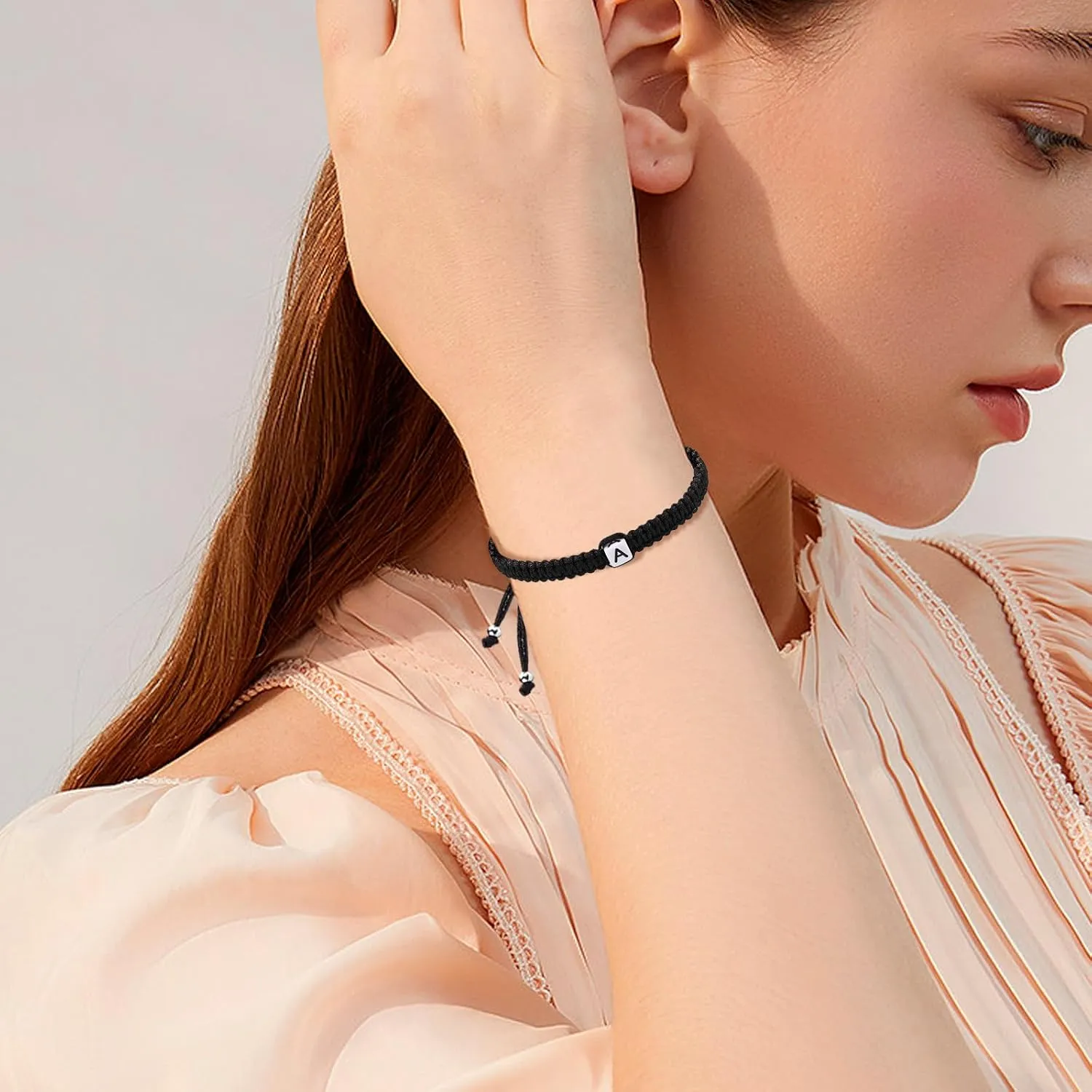 Initial Bracelets for Couples Women Men Initial Charm Handmade Rope Braided Letter Bracelet for Teen Girls Boys Adjustable Jewelry Christmas Gifts for Him Her (A)
