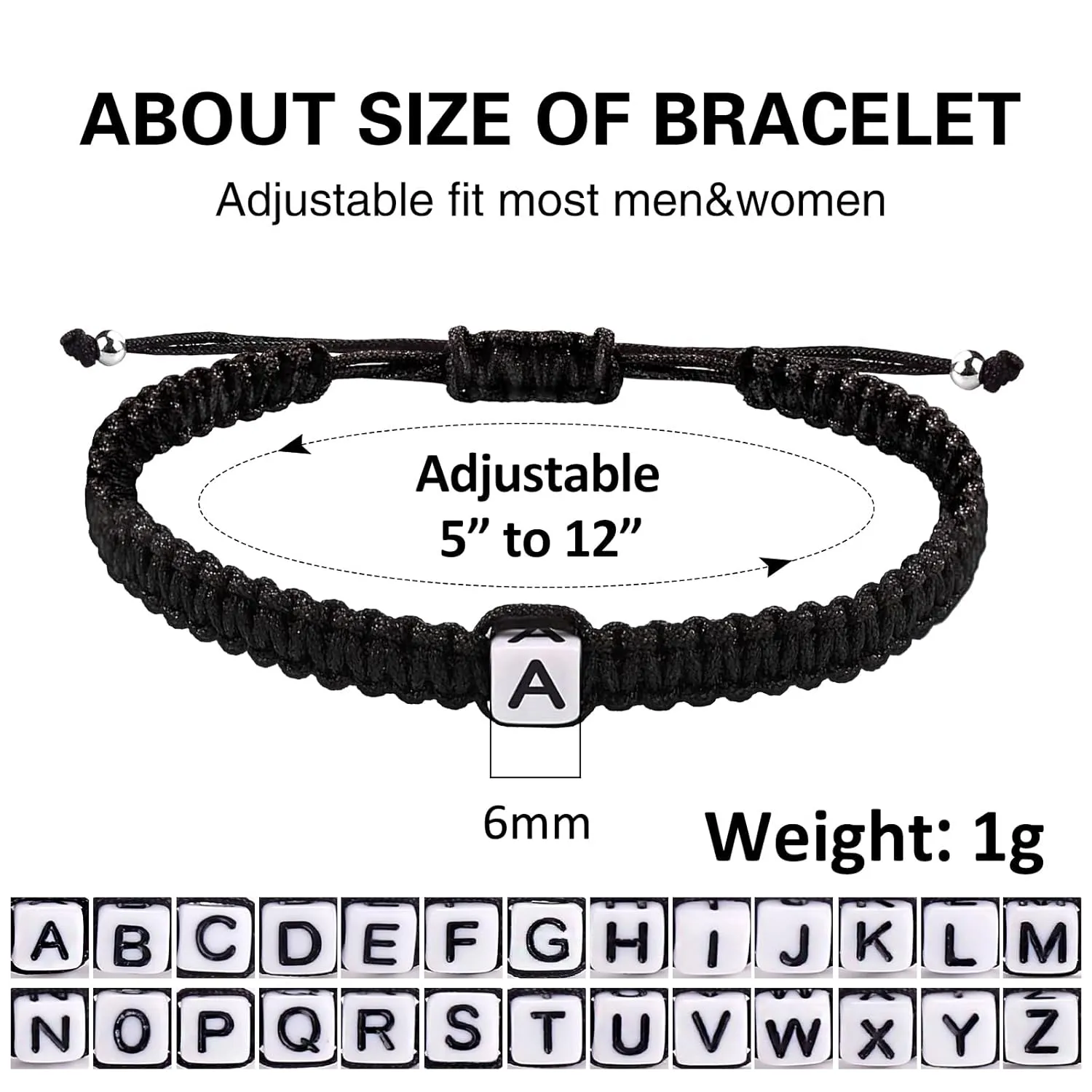 Initial Bracelets for Couples Women Men Initial Charm Handmade Rope Braided Letter Bracelet for Teen Girls Boys Adjustable Jewelry Christmas Gifts for Him Her (A)