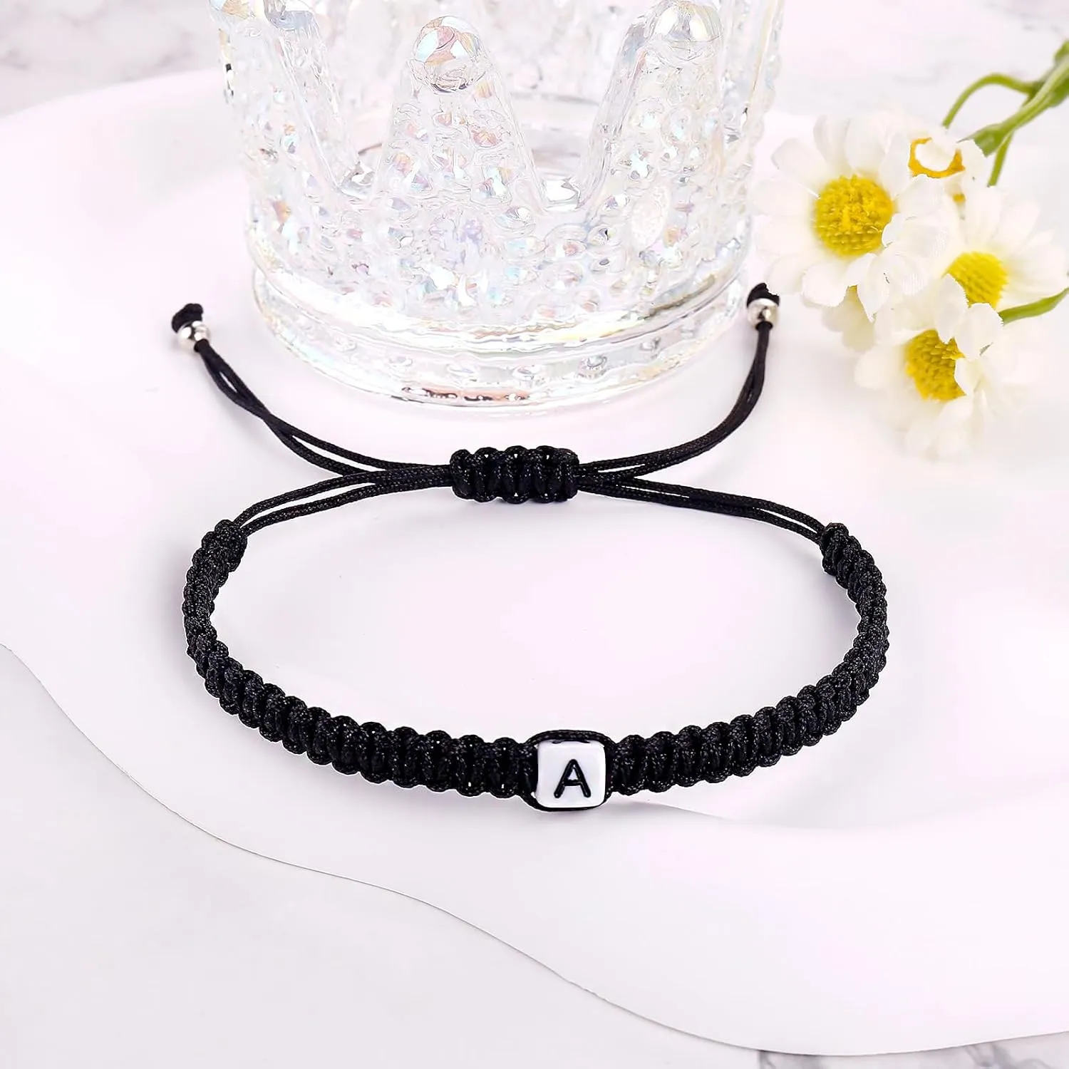 Initial Bracelets for Couples Women Men Initial Charm Handmade Rope Braided Letter Bracelet for Teen Girls Boys Adjustable Jewelry Christmas Gifts for Him Her (A)
