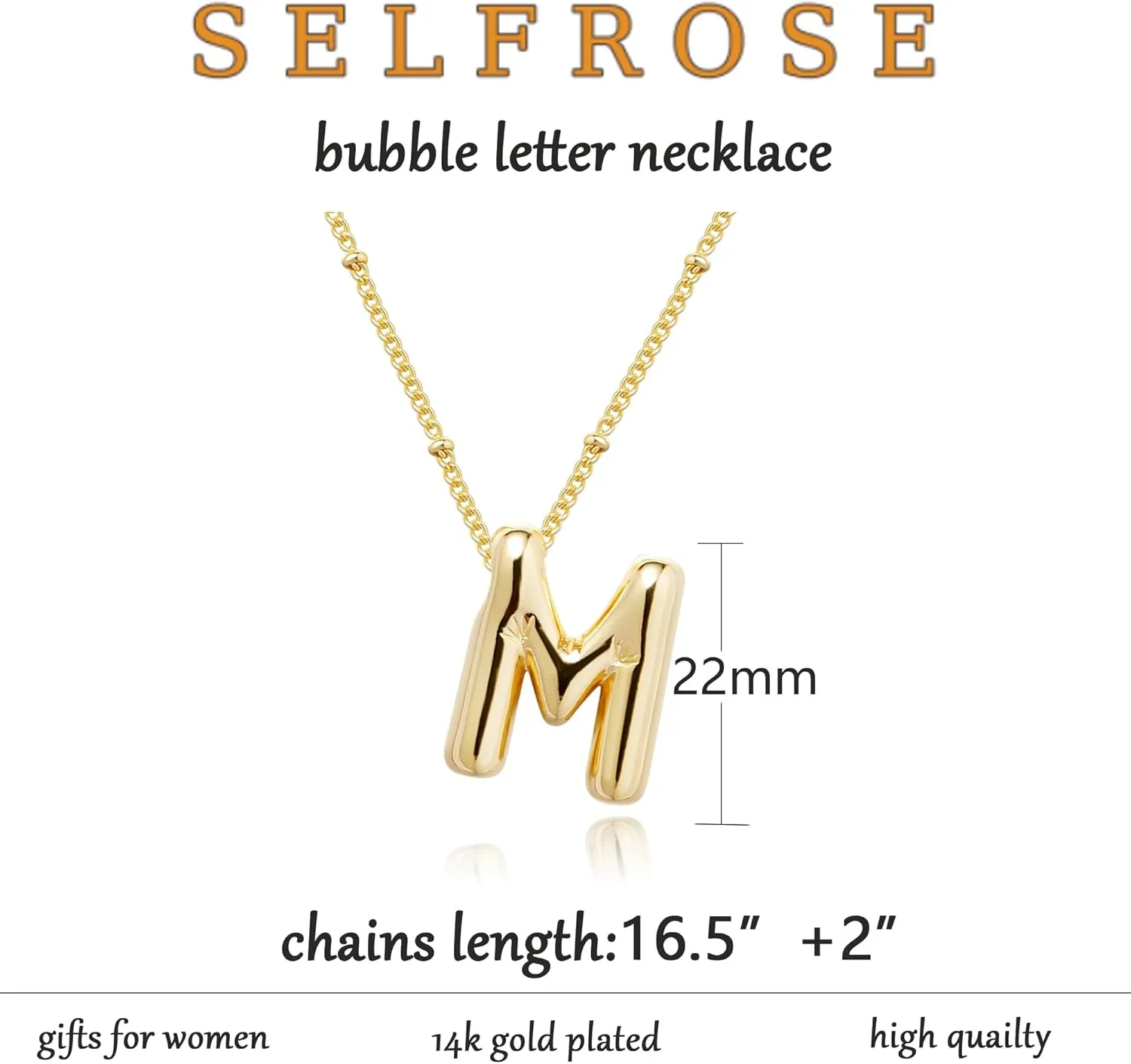 Initial Necklaces for Women,Trendy Gold Letter Necklace Dainty Gold Letter Necklace Chunky Initial Pendant Charm Custom Name Jewelry for Women Gifts