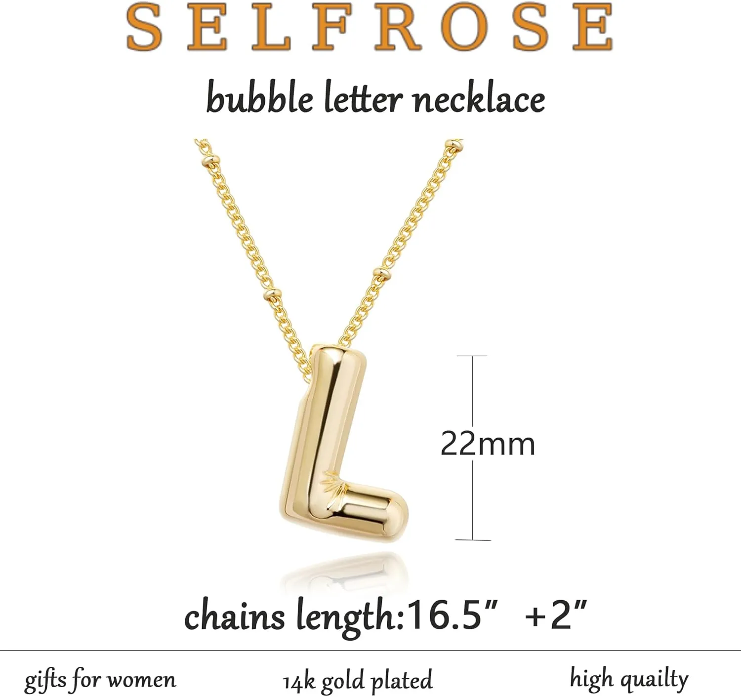 Initial Necklaces for Women,Trendy Gold Letter Necklace Dainty Gold Letter Necklace Chunky Initial Pendant Charm Custom Name Jewelry for Women Gifts