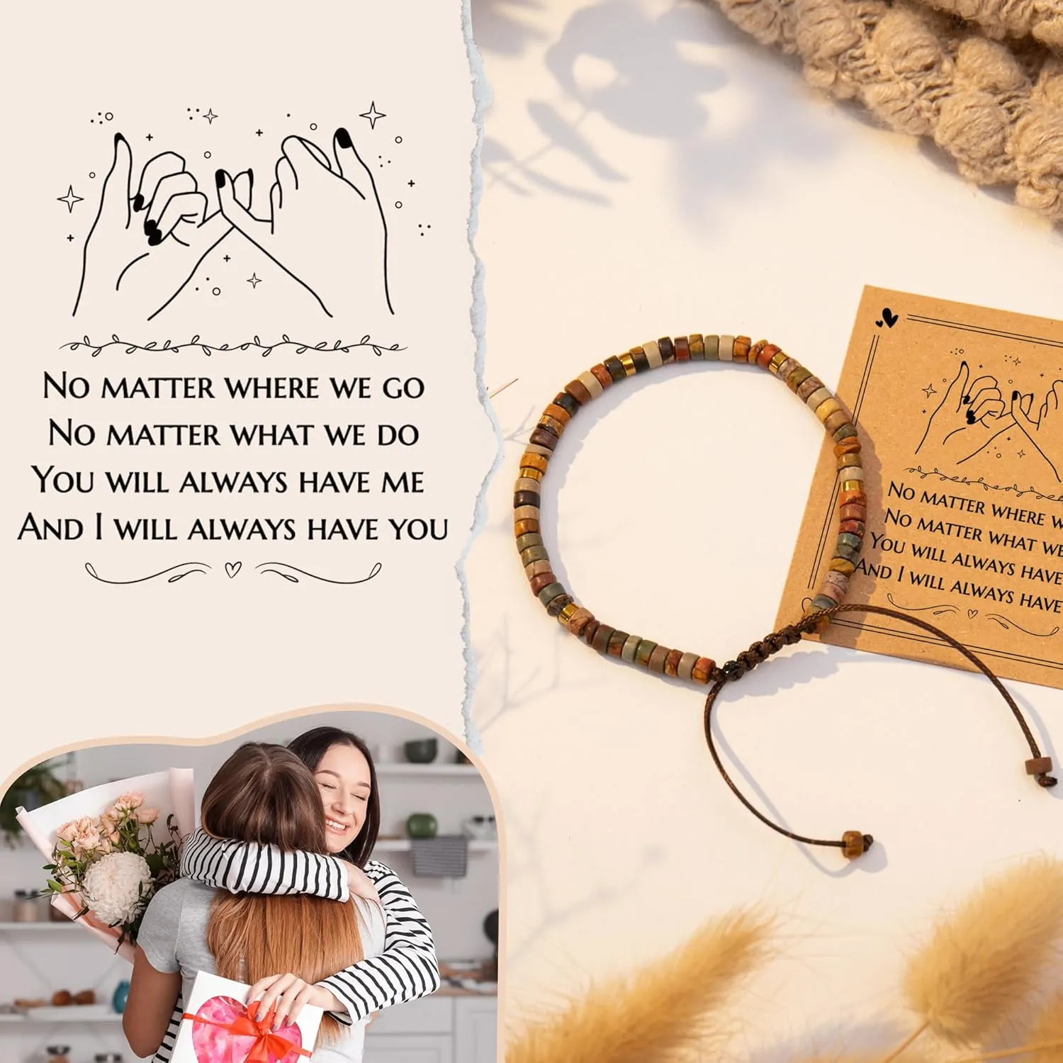 Inspirational Gifts Bracelets for Women Healing Natural Stone Bracelets - Get Well Soon Gifts for Women Best Friends Sister Girls - Life is Tough But So are You Bracelet